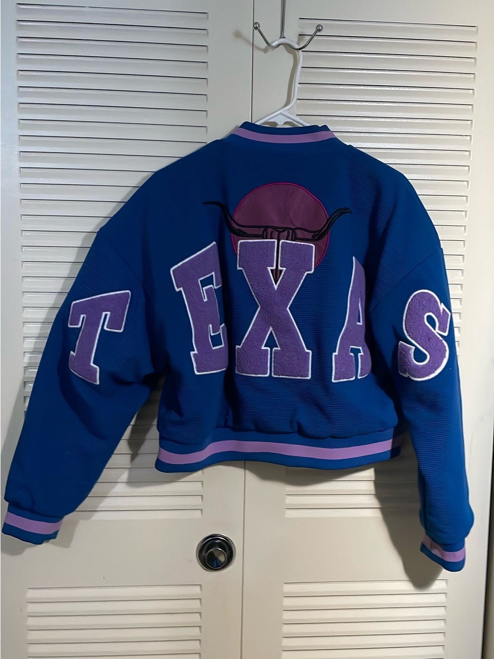 Nasty Gal Blue & Purple TEXAS Varsity Jacket